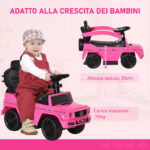 Macchina a Spinta per Bambini 12-36 Mesi con Licenza Mercedes, Tettuccio e Maniglia, 85,5x40,5x95 cm, Rosa - immagine 7
