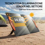 Caricabatteria Solare 1W Pieghevole con Attacco USB-A e USB-C per Ricarica Rapida, IP67, Nero - immagine 5