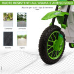 Moto da Cross Elettrica per Bambini con Rotelle, in PP e Metallo, 106,5x51,5x68 cm, Verde - immagine 7