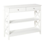 Tavolo Consolle con 2 Cassetti e 2 Mensole, Consolle Ingresso e Soggiorno in MDF, 1x30,5x80cm, Bianco