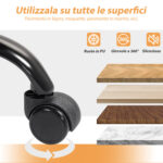 Sedia per Scrivania ad Altezza Regolabile e Reclinabile fino a 135°, in Pelle PU Nera, 65x76x113-121 cm - immagine 7