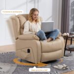 Poltrona Relax Reclinabile con 8 Punti Massaggianti, Riscaldanti e Poggiapiedi, 87x97X1 cm, Beige - immagine 6
