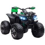 Quad per Bambini Elettrico 12V con Fari e Batteria Ricaricabile, Età 3-5 Anni, 1x65x73cm, Verde