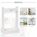 Appendiabiti per Bambini con Ripiani e Ganci Laterali, Arredamento per Cameretta in Legno, 70,5x37x103cm, Bianco - immagine 6