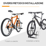 Rastrelliera Portabiciclette Parcheggio per 4 Biciclette in Acciaio, 110x33x27 cm, Nero - immagine 9