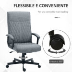 Sedia da Ufficio Girevole con Funzione Dondolo e Altezza Regolabile, 65x72x102-112,5cm, Grigio - immagine 6
