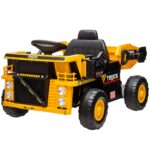 Camion per Bambini 3-5 Anni con Motore 12V, Macchina Elettrica per Bambini con Musica e Fari, Giallo