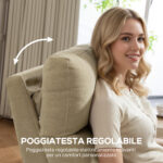 Poltrona Reclinabile Elettrica in Ciniglia con Poggiapiedi, Poggiatesta Regolabile e Prese, 80x93x103 cm, Beige - immagine 8