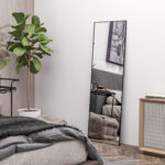 Specchio da Terra Moderno a Figura Intera, Design Autoportante o da Parete, 40x150 cm, Nero - immagine 8