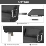 Divano Letto 2 Posti in Similpelle e Acciaio con Seduta Regolabile in 5 Posizioni, 105x80x78 cm, Grigio - immagine 5