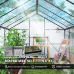 Serra per Orto in PC e Alluminio con Porta a Battente e 2 Finestre Regolabili, 304x247x205 cm, Nero - immagine 5