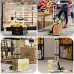 Carrello Portapacchi Pieghevole Capacità 70 kg con Maniglia Telescopica in Alluminio, Argento - immagine 7