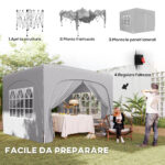 Gazebo da Giardino 3x3m Pieghevole con Altezza Regolabile, Protezione UPF50+ e Borsa, Grigio Chiaro - immagine 4