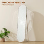 Specchio a Figura Intera da Terra con Supporto Pieghevole, Vetro e Metallo, 40x4x160 cm, Argento - immagine 5