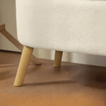 Panca Contenitore da 65L in Tessuto Teddy e Gambe in Legno, 120x42x45 cm, Beige - immagine 9