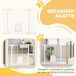 Cancellino per Cani Regolabile con Porta Piccola e Chiusura Automatica, 75-103x76cm, Bianco - immagine 8