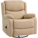 Poltrona Relax Reclinabile con 8 Punti Massaggianti, Riscaldanti e Poggiapiedi, 87x97X1 cm, Beige
