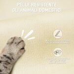 Sedia da Ufficio Reclinabile a 155° con Poggiapiedi, Doppia Imbottitura e Rivestimento in Finta Pelle, Beige - immagine 5