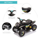 Quad Elettrico per Bambini 18-36 Mesi con Batteria Ricaricabile da 6V, 72x40x45,5 cm, Nero - immagine 6