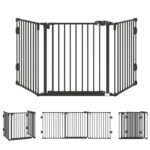 Cancellino per Cani Pieghevole in Acciaio con Chiusura Automatica, 202,5x2x76cm, Nero