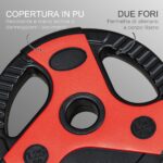 Set Bilanciere e Dischi da 20kg totali con Impugnatura in PU Antiscivolo, Ø17x140 cm, Nero e Rosso - immagine 5