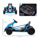 Go-Kart Elettrico per Bambini 8-12 Anni con Schienale Alto e Cintura di Sicurezza, 115x77x54 cm, Blu e Nero - immagine 3