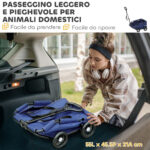 Passeggino per Cani Pieghevole con Borsa e Cuscino, in Acciaio e Tessuto Oxford, 53x45x28 cm, Blu Scuro - immagine 4