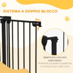 Cancelletto per Cani Taglia Media a 3 Pannelli con Doppio Sistema di Blocco, 206x90cm, Nero - immagine 5