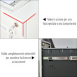 Cassettiera Ufficio con Ruote, Schedario Portadocumenti a 2 Cassetti con Serratura e 2 Chiavi in Acciaio, 39x48x67cm, Bianco - immagine 7