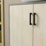 Mobile Bagno sottolavabo con Doppia anta e ripiano in Truciolato, 60x30x60cm, Grigio e color Quercia - immagine 7