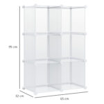 Mobile Scarpiera Modulare Salvaspazio, 6 Cubi in Plastica PP, 65x32x162 cm, Trasparente - immagine 3