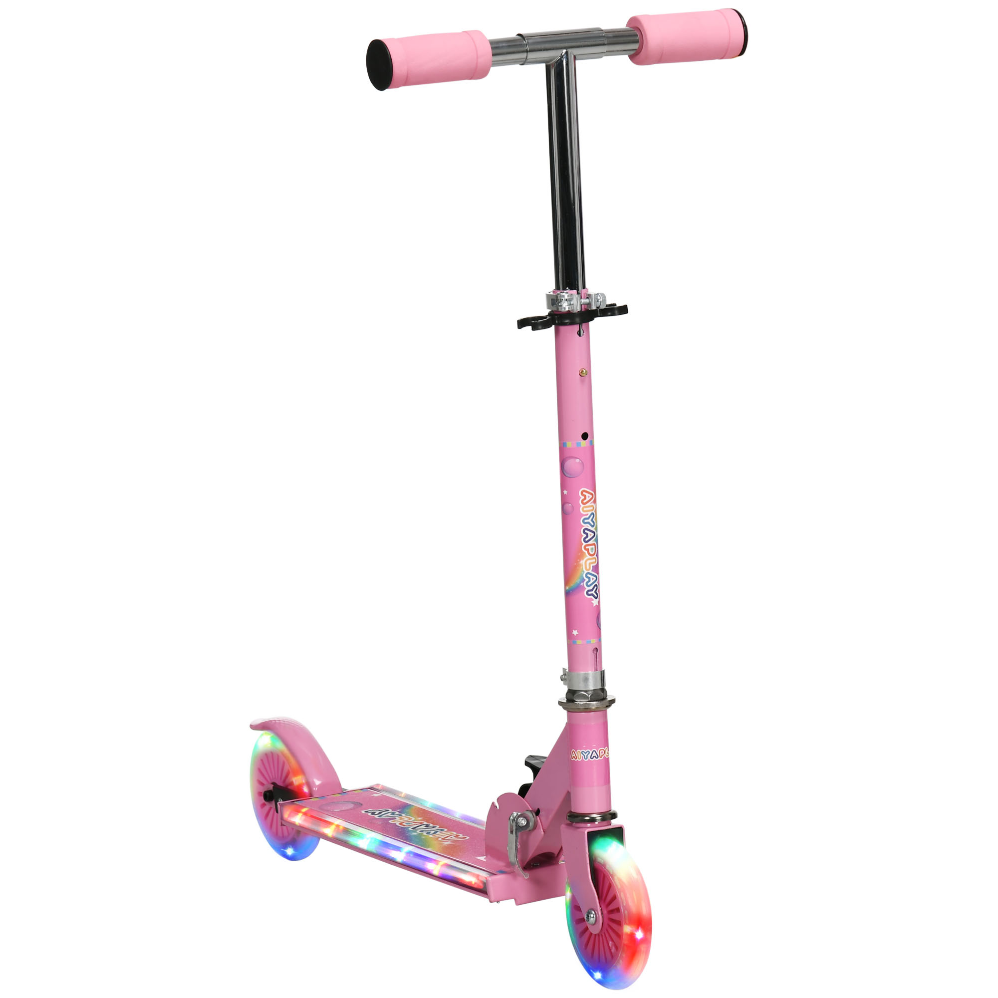 V9478c198bc501781.jpg Monopattino per Bambini 3-7 Anni Pieghevole a 2 Ruote e Altezza Regolabile, 67x30x63/68/73/76 cm, Rosa - immagine 1