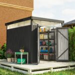 Capanno da Giardino con Lucernario in Acrilico e Fori di Drenaggio, in Acciaio, 2x258x201 cm, Grigio Scuro - immagine 2