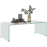 Tavolino in Vetro Temperato Moderno da Salotto con Design Monoblocco, 1x50x35 cm, Trasparente