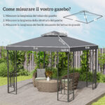Tetto di Ricambio per Gazebo 3x3m a 2 Livelli e Resistente ai Raggi UV, Grigio Scuro - immagine 3