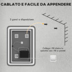 Specchio Bagno con Interruttore Touch, Luce LED a 3 Temperature e Antiappannamento, 70x50cm - immagine 9