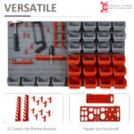 44PZ Contenitore Portautensile Scatole Regolabili e Rimovibile, Montaggio a Muro, PP, Rosso Grigio, 54x22x95cm - immagine 6