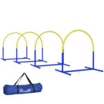 Set Agility Dog con 4 Archi Componibili e Borsa da Trasporto, 88x64x95 cm, Blu e Giallo