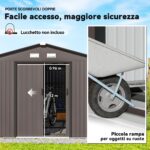 Casetta da Giardino con 2 Porte Scorrevoli e 4 Prese d'Aria in Acciaio, 322x277x192 cm, Marrone - immagine 5