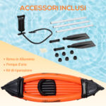 Canoa Gonfiabile 2 Posti in PVC con 2 Remi in Alluminio e Accessori, Arancione - immagine 7