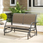 Panchina a Dondolo 2 Posti da Giardino in Metallo e Tessuto a Rete, 120x70x85 cm, Marrone Chiaro - immagine 8