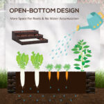 Orto Rialzato a 3 Livelli in Rattan Sintetico senza Fondo per Piante e Verdure, 120x120x40cm, Grigio - immagine 6