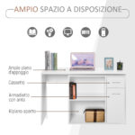 Scrivania Angolare con Libreria Scaffale in Legno Bianco, Tavolo da Pranzo con Rotazione a 360°, 173x39,8x74 cm - immagine 5