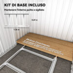 Casetta da Giardino Porta Attrezzi in Acciaio, Tetto inclinato e 4 Prese d'Aria, 152x132x188cm - immagine 5