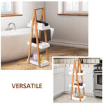 Scaffale Bagno 3 Ripiani in MDF e Bambù, 30x18x81cm, Colore Legno e Grigio - immagine 6