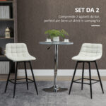 Set 2 Sgabelli da Bar con Schienale e Poggiapiedi in Stile Nordico in Metallo e Velluto, color Crema, 45x47x84 cm - immagine 4