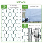 Pollaio da Giardino con Telaio Zincato, Copertura Impermeabile e Rete Esagonale, 3x6x2m, Argento - immagine 7