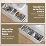 Mobile Sottolavabo Moderno con 2 Cassetti e Divisori per Lavabo Senza Piedistallo, 80x30x60 cm, Bianco - immagine 6