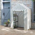 Serra da Giardino in PE e Acciaio per Esterni con 2 Scaffali e Porta Avvolgibile, 143x73x195 cm, Bianco - immagine 2