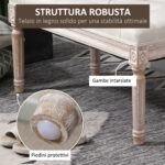 Panca Fondo Letto Imbottita con Rivestimento Effetto Lino e Gambe in Legno, 80x40x41cm, Beige - immagine 7